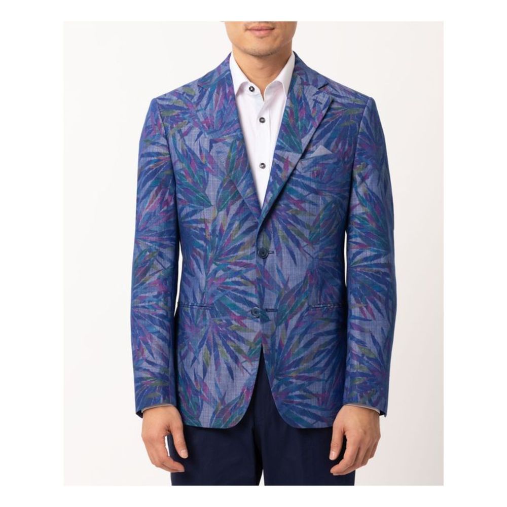 TALLIA Mens Blue Single Breasted, Cotton Blend Blazer Jacket L